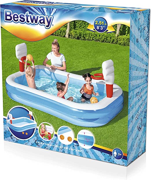 BESTWAY Basketball Play Above Ground Pool For Children 8ft 3in x 5ft 60in x 3ft 6in