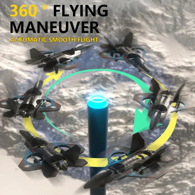 Multiple drones performing a 360-degree maneuver with text indicating 'Automatic Smooth Flight'.