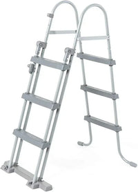 Foldable metal ladder on a white background