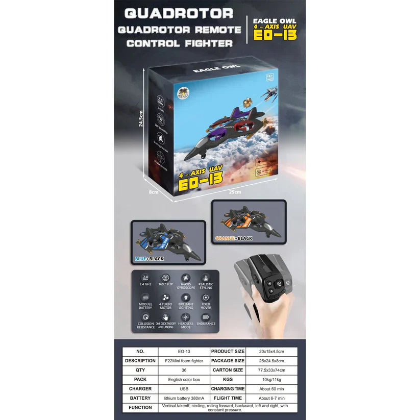 Quadrotor Remote Control Fighter Eagle Owl | RC Plane For Kids