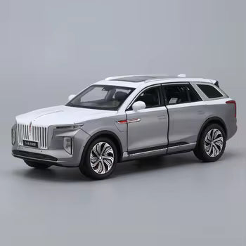 Silver SUV model on a gray background