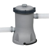 Gray pool filter with white pipes on a white background