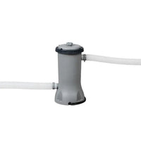Gray pool filter with white pipes on a white background