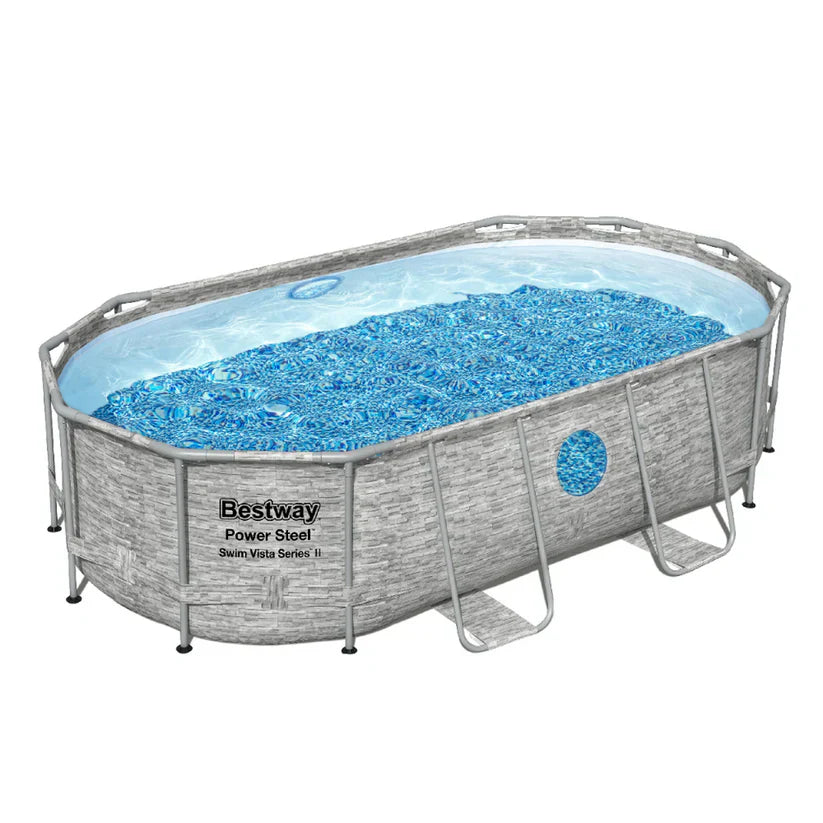 Bestway Power Steel pool with blue water on a white background