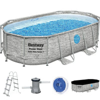 Bestway Power Steel Swim Vista Series II pool set with components on a white background