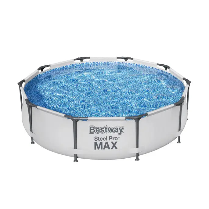 Bestway Steel Pro MAX above-ground pool with blue water on a white background