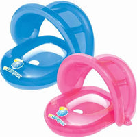Two inflatable baby seats, one blue and one pink, with Careforus branding on a white background.