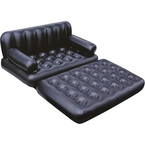 Black inflatable sofa on a white background