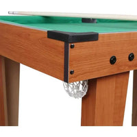 Pool table with a basketball hoop attached to the side.