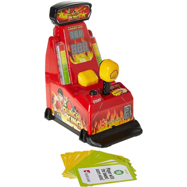 Red arcade-style game machine with cards on a white background