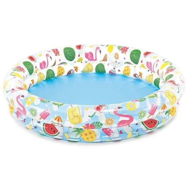 Children's inflatable pool with animal pattern on a white background