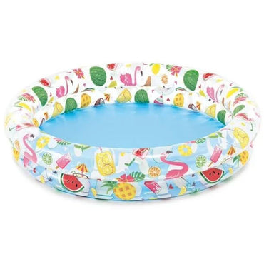 Children's inflatable pool with animal pattern on a white background
