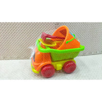 Set of small plastic models in a blue display case on a white background