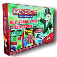 Monopoly Electronic Banking game box with colorful graphics and text.