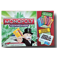 Monopoly Electronic Banking game box with man in top hat and cityscape design