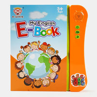 Children's educational book with colorful cover and orange side, featuring cartoon children around a globe.