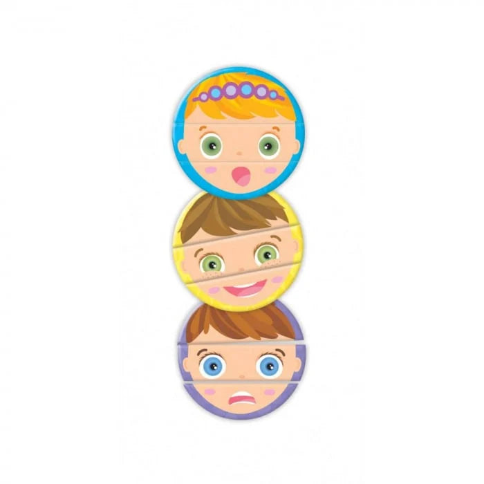 Set of three cartoon face表情 stickers on a white background