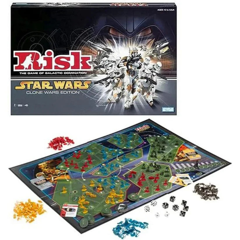 Risk Star Wars Clone Wars Edition board game set with components and packaging.