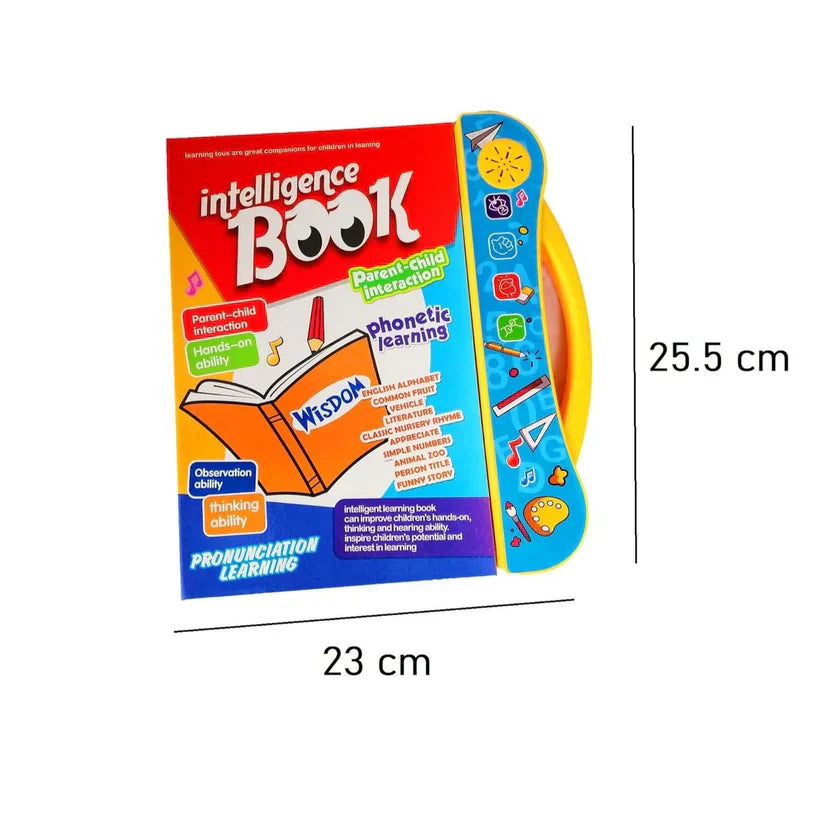 Colorful educational book packaging with dimensions on a white background