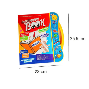 Colorful educational book packaging with dimensions on a white background