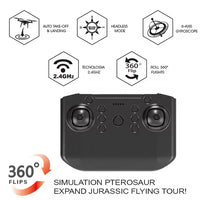 Black drone controller with feature icons on a white background